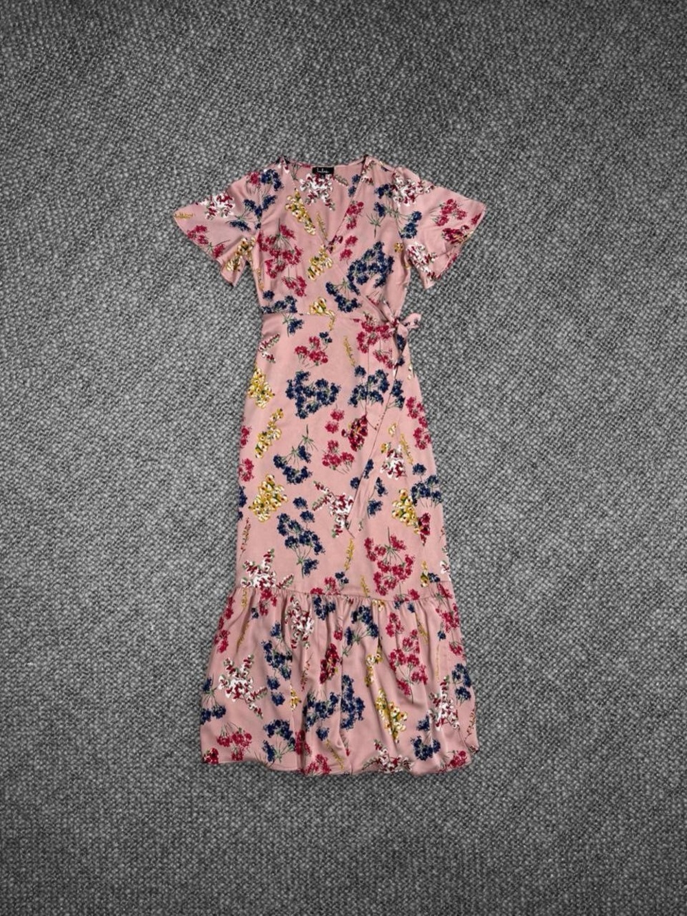 Blush Pink Floral Wrap Maxi Dress
